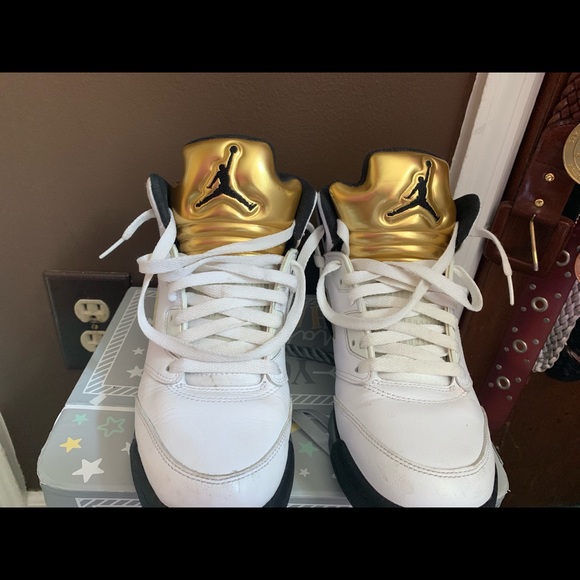 AIR JORDAN 5 RETRO BG (GS) "OLYMPIC GOLD" - Picture 2 of 3